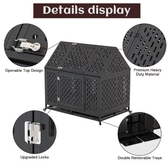 Indestructible 45" Dual-Door Dog Kennel - MANDOTOS