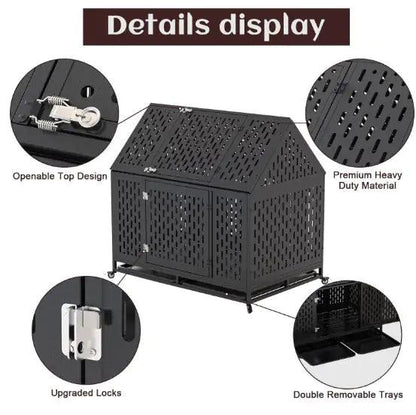 Indestructible 45" Dual-Door Dog Kennel - MANDOTOS