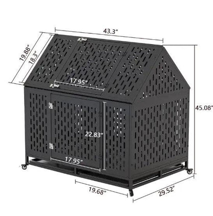 Indestructible 45" Dual-Door Dog Kennel - MANDOTOS