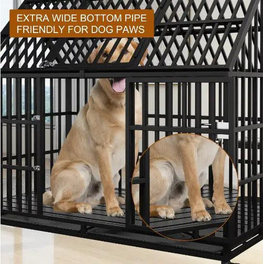 Heavy Duty Double Door Dog Crate with Roof - MANDOTOS