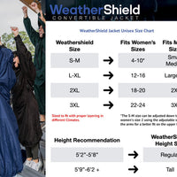 IWOM WeatherShield Convertible Jacket shown in black, featuring a zip-off hood and adjustable cuffs for versatile outdoor wear.