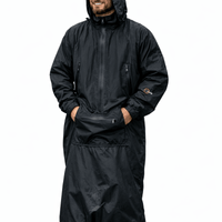 IWOM WeatherShield Convertible Jacket shown in black, featuring a hood, multiple pockets, and adjustable cuffs for versatile outdoor wear.