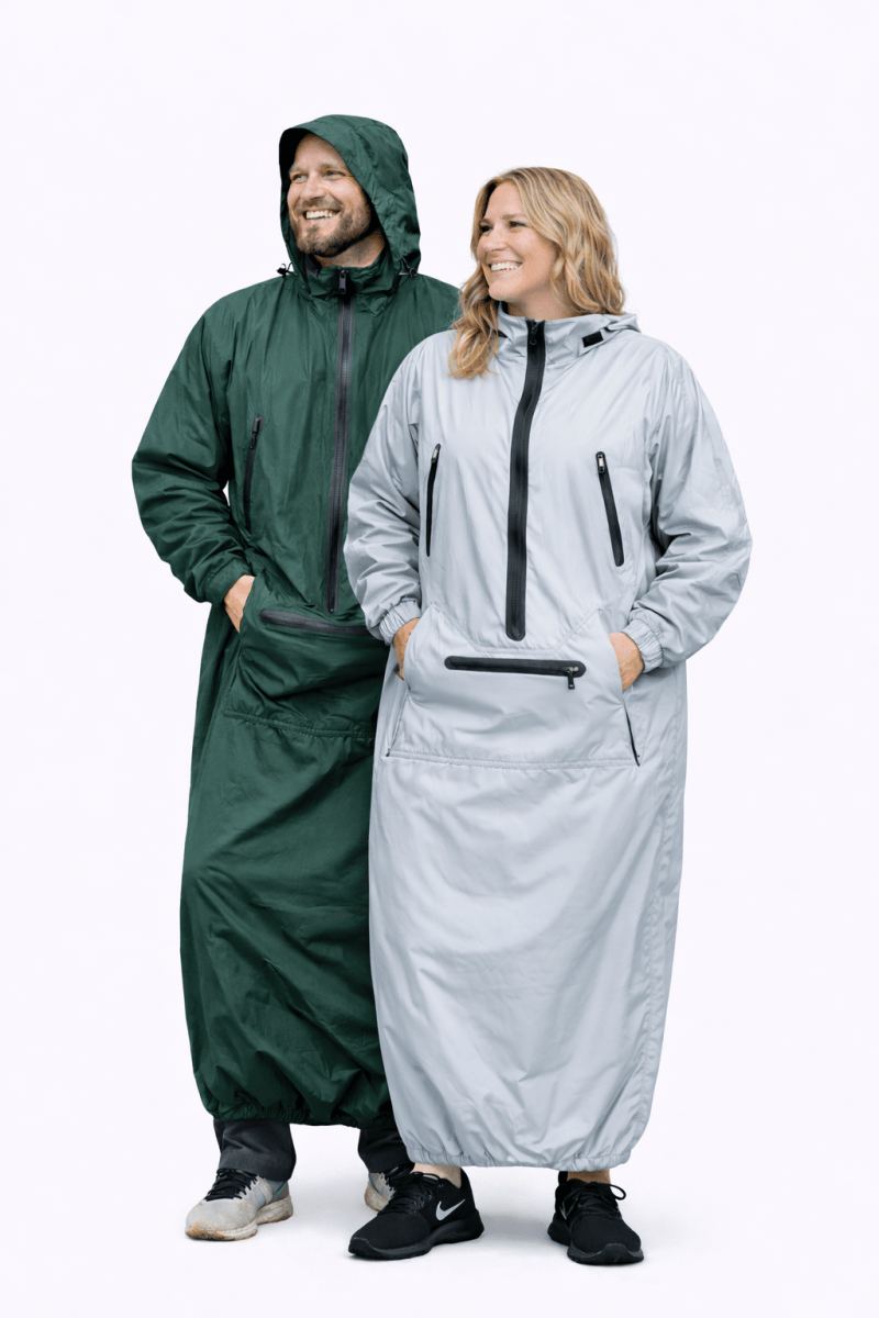 IWOM WeatherShield Convertible Jacket in black, featuring adjustable hood, multiple pockets, and waterproof fabric for versatile weather protection.