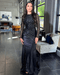 Iyza Belaar Isra long sleeve sequin embellished jersey modest dress, elegant formal dress with sparkling sequin details.