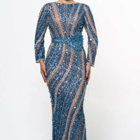 Iyza Belaar Mariam long sleeve beaded dress showing intricate beadwork and elegant design on a stylish dress.
