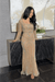 Iyza Belaar Reema sequin embellished long sleeve dress with square neckline, modest style, and intricate detailing.