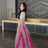Iyza Belaar Aleya beaded and embellished sequin long overskirt with detachable style, shown separately from the dress.