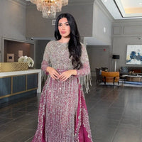 Iyza Belaar Aleya beaded and embellished sequin overskirt for long dresses, with detachable design and intricate beadwork.