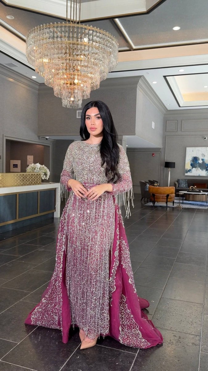 Iyza Belaar Aleya beaded and embellished sequin overskirt for long dresses, with detachable design and intricate beadwork.