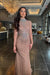 Iyza Belaar Rania long sleeve beaded high-neck dress, elegant long dress with intricate beadwork and a high neckline.