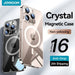 Joyroom magnetic transparent iPhone 16/15 Pro Max case with anti-yellowing, slim design, compatible with wireless chargers.