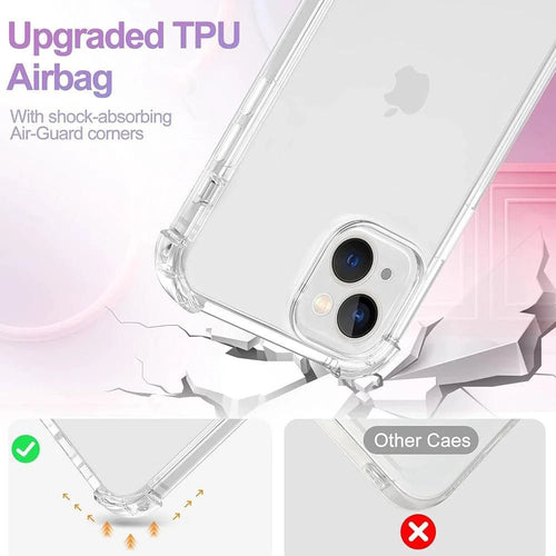 Clear shockproof silicone case for iPhone 15, 14, 13, 12, 11 Pro Max, Mini, and Plus models by kianghue, ultra-thin and soft.