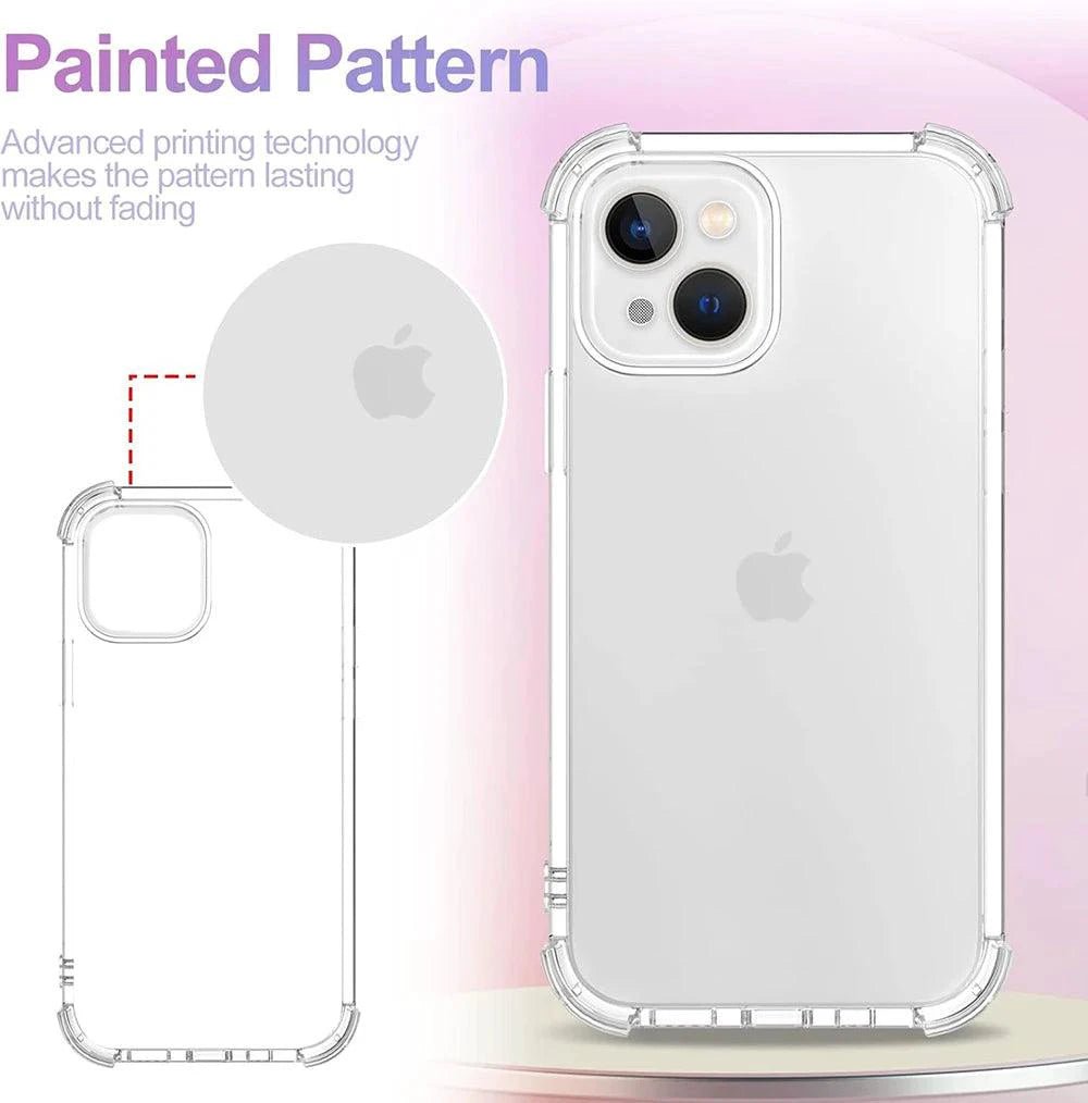 Shockproof soft clear silicone case for iPhone 15, 14, 13, 12, 11 Pro Max, and Mini from kianghue, ultra-thin and protective.