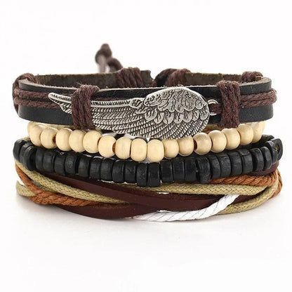 Layered Leather Charm Bracelet - MANDOTOS