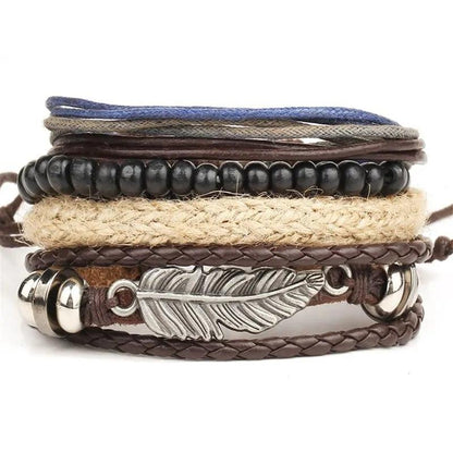 Layered Leather Charm Bracelet - MANDOTOS