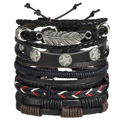 Layered Leather Charm Bracelet - MANDOTOS