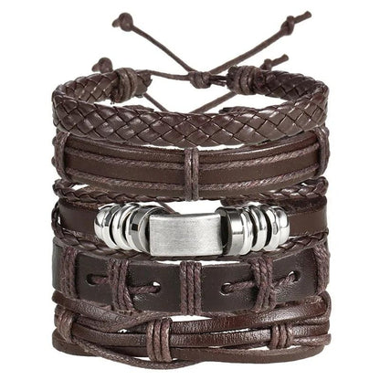Layered Leather Charm Bracelet - MANDOTOS