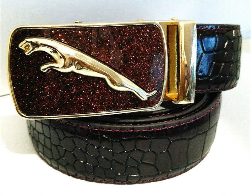 Leopard Sports Car Men's Automatic Buckle Genuine Leather Belt Crocodile Pattern First Layer Cattlehide Leather Fashion Youth Belt Business Belt Men - MANDOTOS