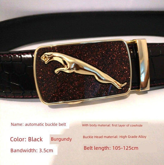 Leopard Sports Car Men's Automatic Buckle Genuine Leather Belt Crocodile Pattern First Layer Cattlehide Leather Fashion Youth Belt Business Belt Men - MANDOTOS