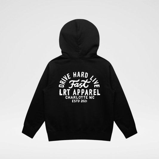 Baby & toddler The Apex Hoodie by LITTLE RAD THINGS in recycled black, soft and cozy outerwear for little ones.