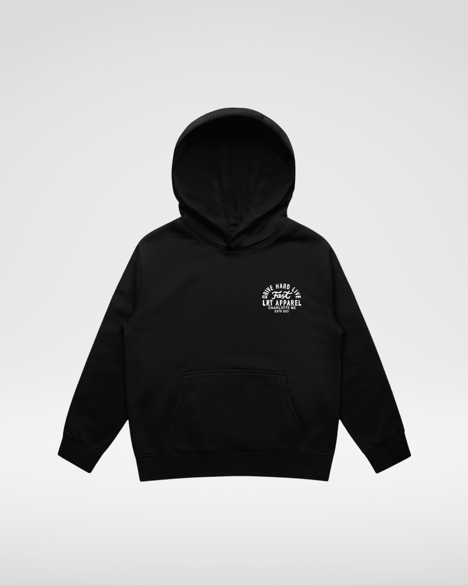 Little Rad Things baby toddler Apex Hoodie in recycled black, cozy outerwear with a hood for little ones.