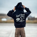 Baby and toddler black hoodie from LITTLE RAD THINGS, THE FINAL TRACK ATTACK outerwear, made from recycled materials.