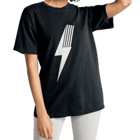 Black adult Spark Tee T-shirt by Little Rad Things featuring a vibrant spark graphic on the front.