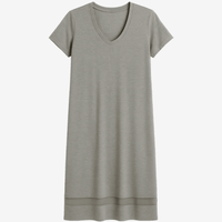 Lusome Sleep USA Gabriela Nightie chemise in soft, flowing fabric with delicate lace details and adjustable straps.