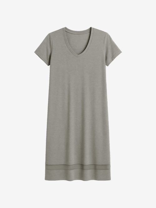 Lusome Sleep USA Gabriela Nightie chemise in soft, flowing fabric with delicate lace details and adjustable straps.