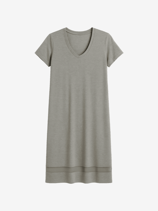 Lusome Sleep USA Gabriela Nightie chemise in soft, flowing fabric with delicate lace details and adjustable straps.