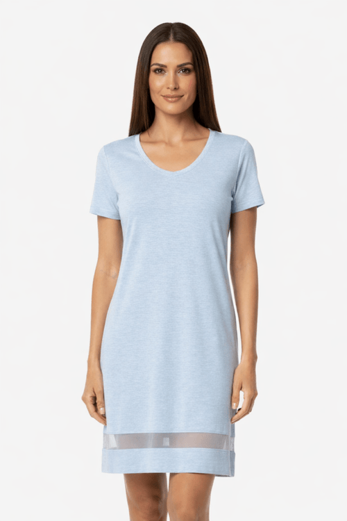 Lusome Sleep USA Gabriela Nightie chemise in soft, flowy fabric with delicate lace details and adjustable straps.