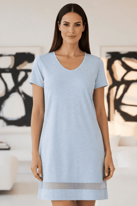 Lusome Sleep USA Gabriela Nightie chemise in soft, flowing fabric with lace trim and delicate straps, perfect for comfortable sleepwear.