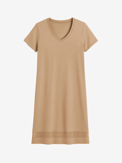 Lusome Sleep USA Gabriela Nightie chemise in soft, flowing fabric with delicate lace details and adjustable straps.
