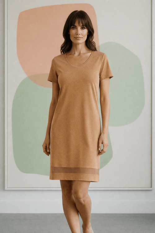 Lusome Sleep USA Gabriela Nightie chemise in soft fabric with delicate lace detailing, designed for comfortable, elegant sleepwear.