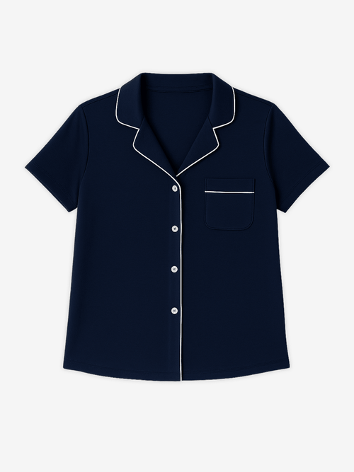 Lusome Sleep USA Donna short sleeve shirt in soft fabric with a relaxed fit, light blue color, and casual style.