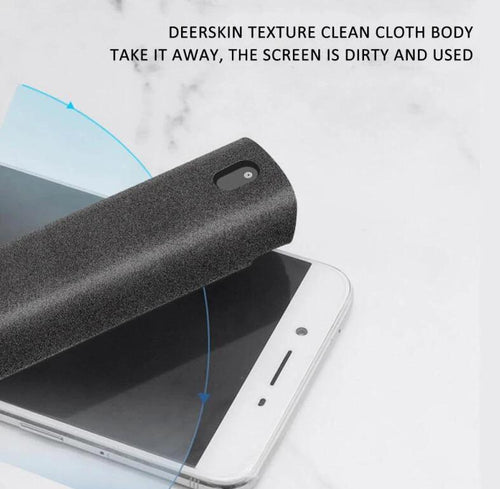 Mandotos 2-in-1 phone and computer screen cleaner kit with microfiber cloth for dust removal and screen cleaning.