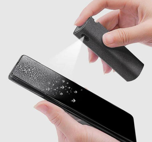 Mandotos 2-in-1 phone and computer screen cleaner kit with microfiber cloth for dust removal and screen cleaning.