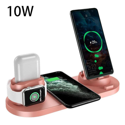 Mandotos 5V wireless charger with lithium battery and USB interface, showing the compact charger device with ports and indicators.