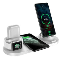 MANDOTOS 5V wireless charger with lithium battery and USB interface, showing the compact charger device with ports and LED indicators.