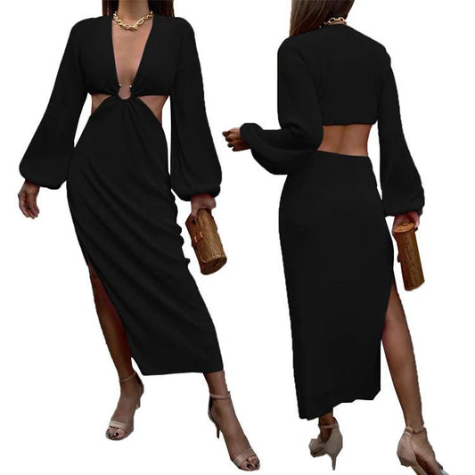 Mandotos autumn fashion pressed pleated waistless women's dress displayed on a hanger with floral background.