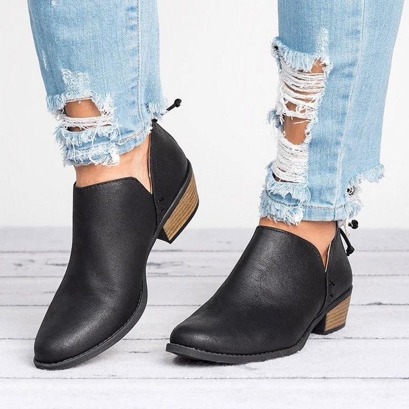 Mandotos autumn women's retro high heel ankle boots with stylish design and ankle-length fit, perfect for fall fashion.