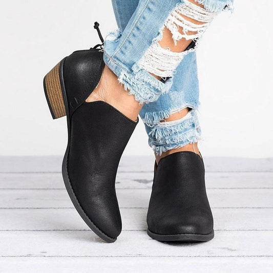 Mandotos autumn women's retro high heel ankle boots with stylish design and pointed toe, perfect for fall fashion.