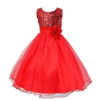 Baby sequin dress by MANDOTOS, flower girl wedding princess dress with sparkly sequins and floral details for special occasions.