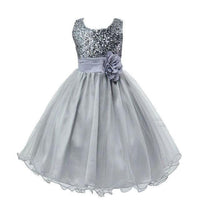 Baby sequin dress by MANDOTOS, flower girl wedding princess dress with sequined bodice and tulle skirt, perfect for special occasions.