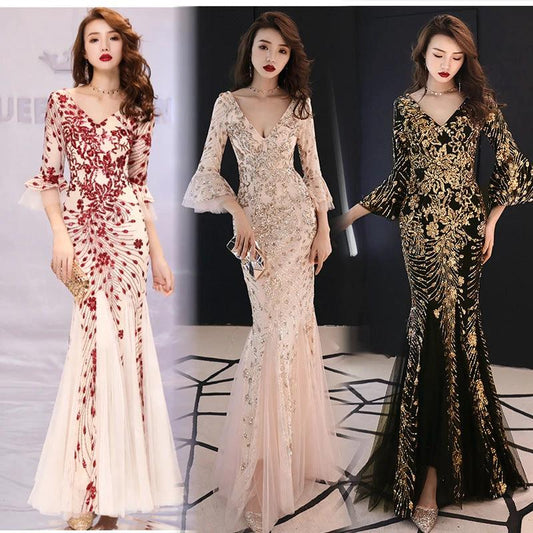 Mandotos princess slim evening dress, elegant banquet gown with fitted silhouette, perfect for formal events and special occasions.