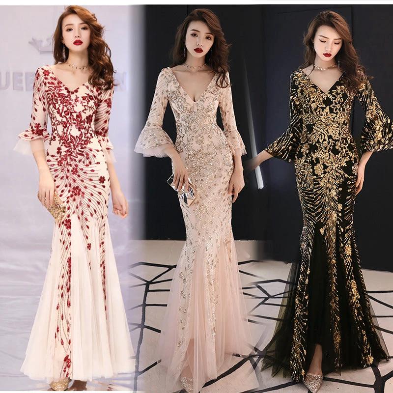 Mandotos princess slim evening dress, elegant banquet gown with fitted silhouette, perfect for formal events and special occasions.