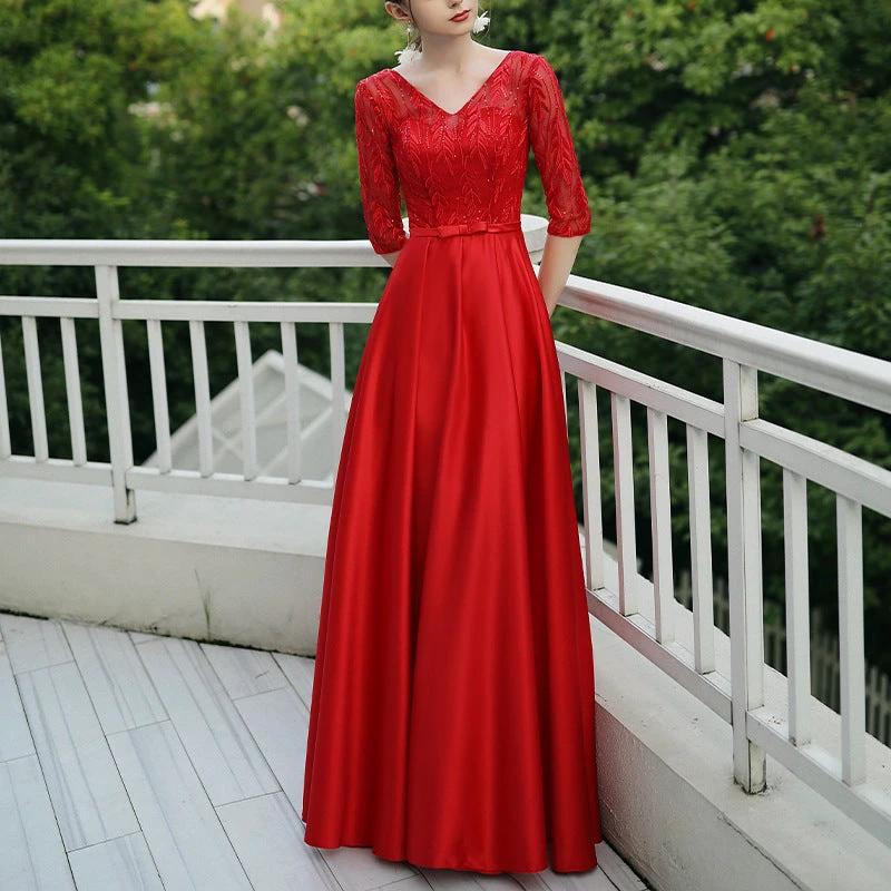 Elegant evening dress for women by MANDOTOS, featuring a stylish banquet party design with intricate details.