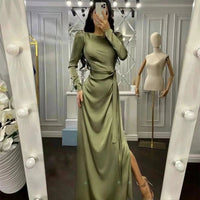 Mandotos waist-fitting irregular dress featuring a stylish, flowing design perfect for elegant occasions.