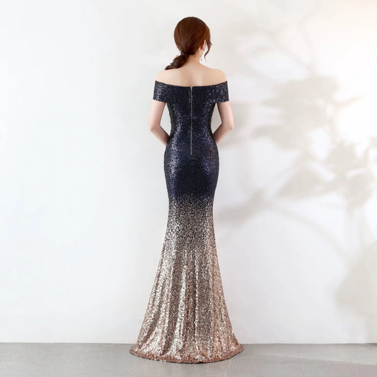 Mandotos long birthday party dress for women, slimming host gown with elegant design, perfect for celebrations and special occasions.