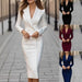 Mandotos chic double-breasted blazer dress for women, stylish office commute outfit with tailored fit and classic design.
